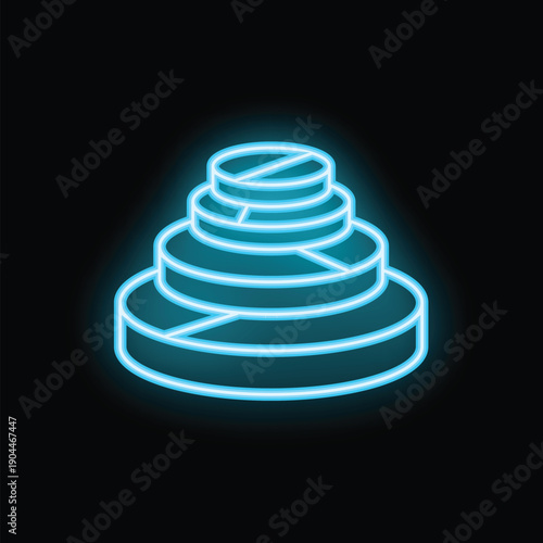 Neon blue glowing pills forming a pyramid on a black background
