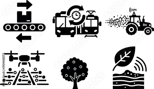 Black and white for smart farming technology tractor drone