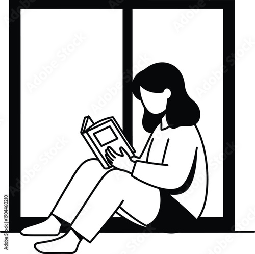 woman sitting reading book