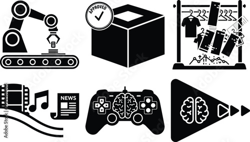 Black and white for technology and media robotic package