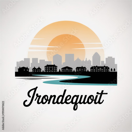 Irondequoit Skyline Silhouette — A Lakeside Suburb on Lake Ontario Vector Illustration