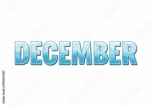 Dynamic icy blue 'December' lettering, capturing the essence of the winter month and festive holiday period with a cool, frosty design, ideal for seasonal content and promotions