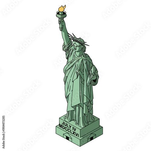 3D rendering of the Statue of Liberty monument.