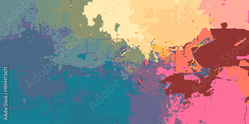 Painterly color field. Colorful background texture mix. 2d illustration. Creative chaos structure bitmap. Vivid handmade sketch. Canvas painting.