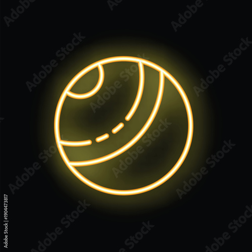 Neon yellow fitness ball glowing on a black background, perfect for fitness and workout concepts