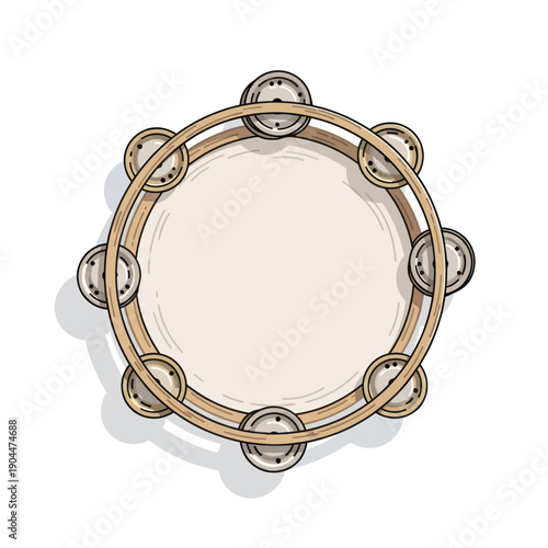 Hand drawn illustration of a tambourine