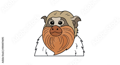 Photography Cartoon monkey with a big ginger beard.