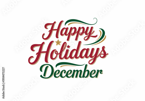 Vibrant illustrated typography celebrating December family gatherings and the festive holiday spirit with whimsical charm and colorful patterns