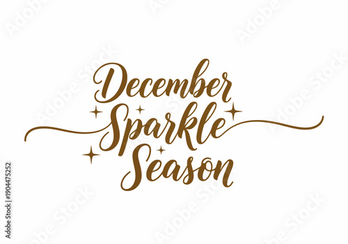 Elegant calligraphic design celebrating the festive December season with sparkling decorative elements and a warm, inviting feel