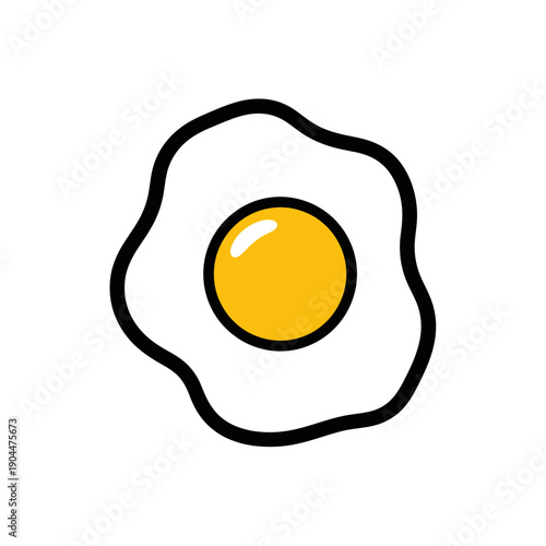 Cartoon Fried Egg Icon Illustration