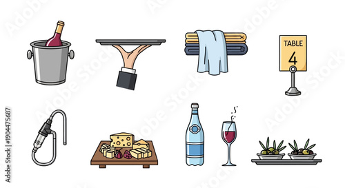 Collection of Hospitality, Food, and Drink Line Icons
