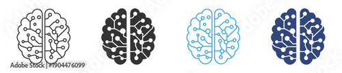 Brain Circuit Icon. Artificial Intelligence and Neural Network Symbol. Vector Illustration