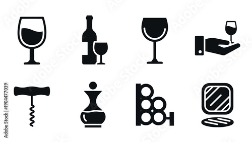 Sleek wine symbol collection for modern design projects