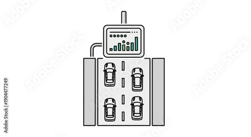 This smart vending machine illustration represents automated retail, self-service systems, and digital purchasing solutions. The machine displays product options and digital interface controls, symbol