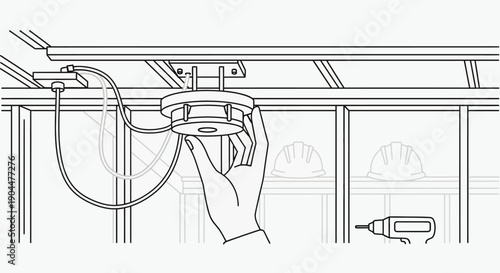 This car lift and auto repair garage illustration represents vehicle maintenance, mechanical inspection, and automotive service operations. The image shows a car elevated on a hydraulic lift inside a 