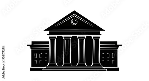 This government building illustration represents public institutions, legal authority, and official administration. The classical structure with pillars symbolizes courts, ministries, and national gov
