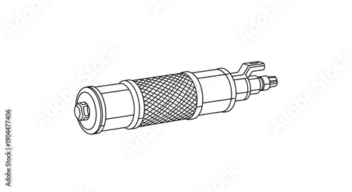 This audio jack connector illustration represents sound technology, wired audio devices, and electronic signal transmission. The image shows a classic auxiliary cable plug used in headphones, speakers