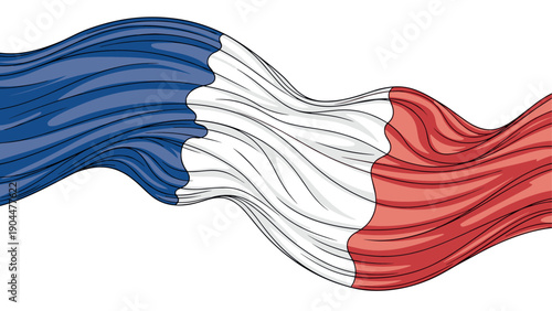 Flowing french flag with dynamic waves and realistic texture design