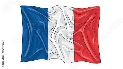 French national flag with wavy texture
