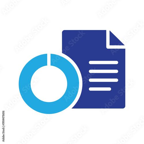 Data document icon featuring pie chart and list for reporting analytical results and statistics