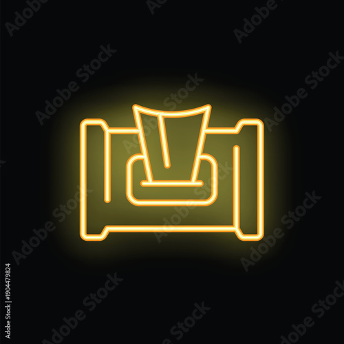 Neon yellow icon of a pack of wet wipes glowing on a black background