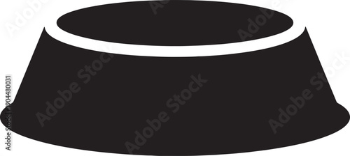 Empty pet food or water bowl silhouette vector icon