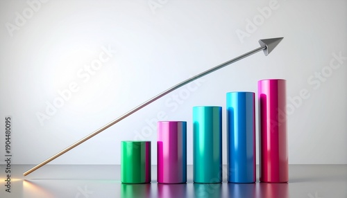 Wallpaper Mural Colorful 3D bar graph showing business growth and success Torontodigital.ca