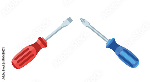 Two screwdrivers one with a red and one with a blue handle are displayed