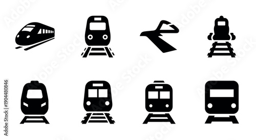 Minimalist train silhouettes collection featuring various modern designs