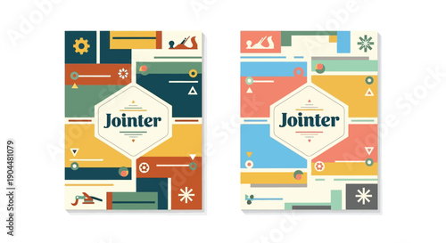 Two abstract geometric designs with the word jointer prominently displayed