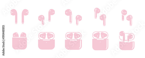 Icon set showcasing AirPods, earphones, and headphones

