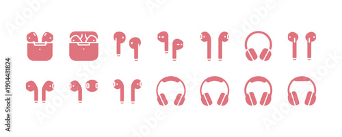 AirPods, earphones, and headphones icon collection


