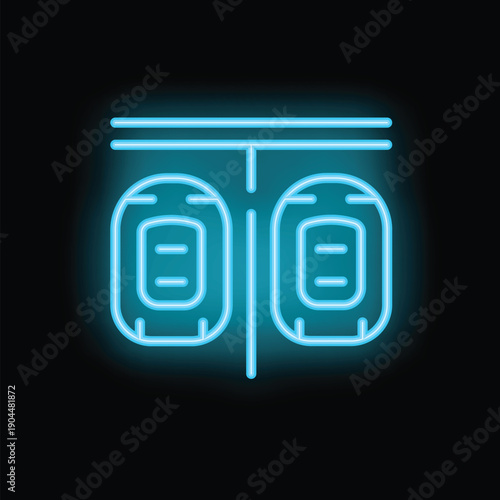 Public toilet restroom wc neon icon with glowing blue tubes on a black background