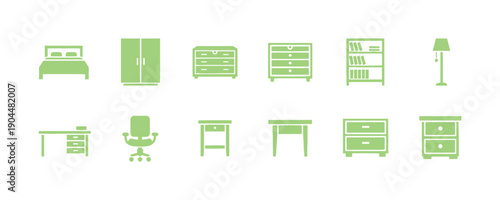 Outline Icons of Furniture Set

