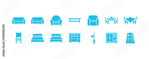 Icons Set Featuring Furniture Outlines

