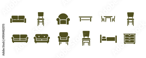 Furniture Outline Icons Collection

