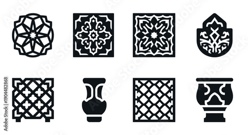 Geometric ornamental shapes set for design and decoration