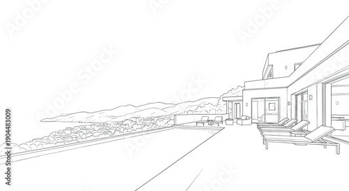 Luxury coastal villa with infinity pool and panoramic ocean view in modern linear style