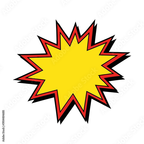 Vibrant yellow starburst graphic with red outline for impactful design and promotions