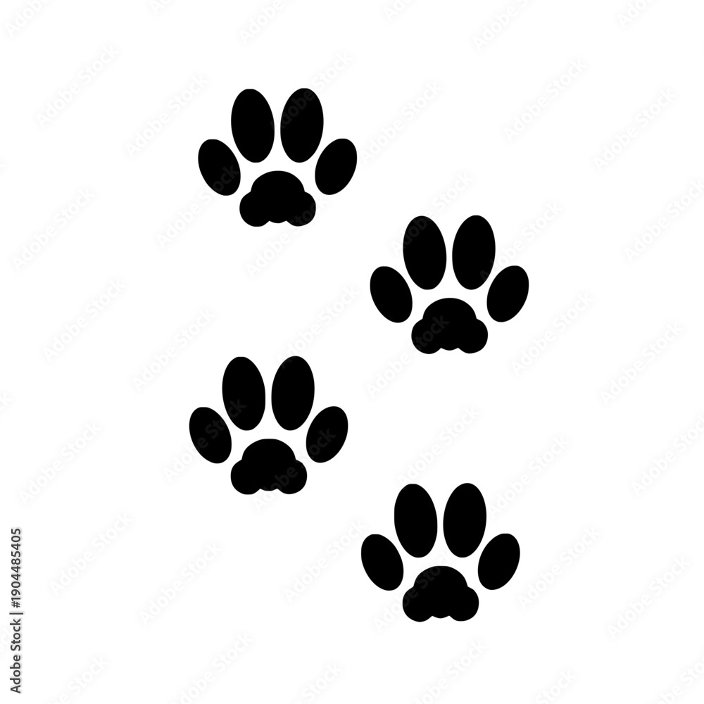 Fototapeta premium silhouette illustration of a black cat's footprint