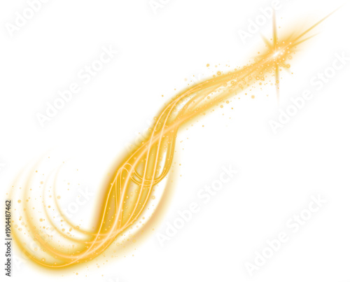 фотографія Golden Magic Dust Tail A shooting star arcs across a dark background, creating a magical and celestial display in a video
