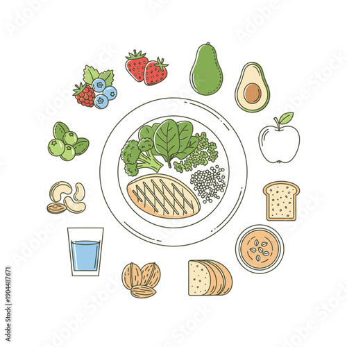 Healthy meal with grilled chicken and fresh vegetables.