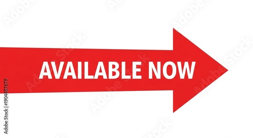 Bright red arrow banner indicating immediate product availability now Free Download Bright red arrow banner indicating immediate product availability now - GFXLoad