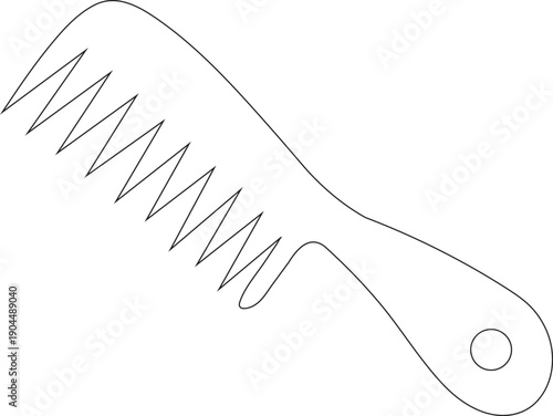 Simple line drawing of a wide tooth comb for hair care
