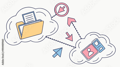 Cloud Data Transfer and Syncing Process Illustration