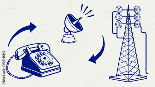 Telecommunications Network Infrastructure and Devices Illustration