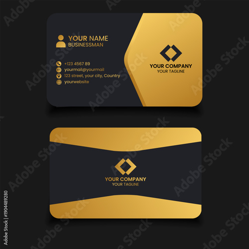 Luxury and elegant gold business card template on black background eps file