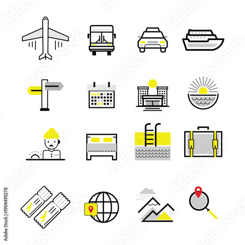 icon set for travels and hotels agency UI UX website
