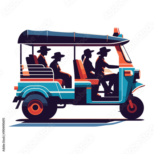 Tuk Tuk Carrying Passengers Vector Design