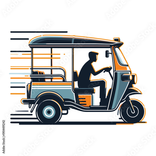 Tuk Tuk With Simple Motion Lines Vector Design